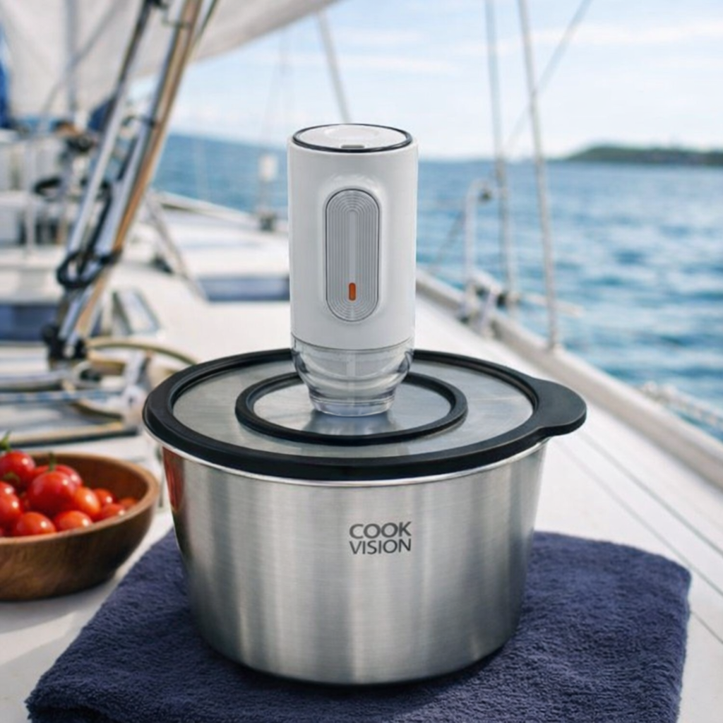 Set de couvercles sous vide en verre 4 pièces, pompe électrique incluse - Cookvision