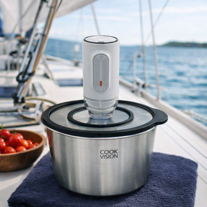 Set de couvercles sous vide en verre 4 pièces, pompe électrique incluse - Cookvision